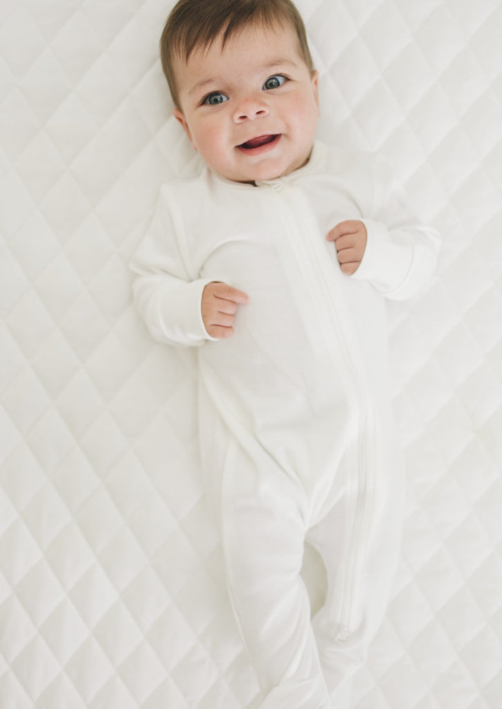 EAA 2-Way Zipper Footie Pajamas in Angel White